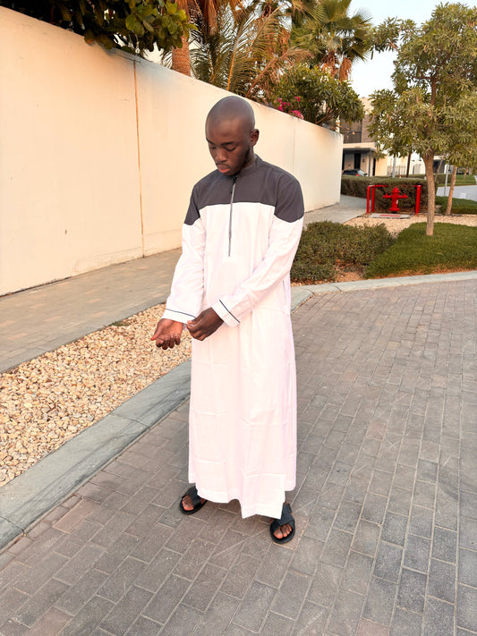 Qamis - Blanc/Gris